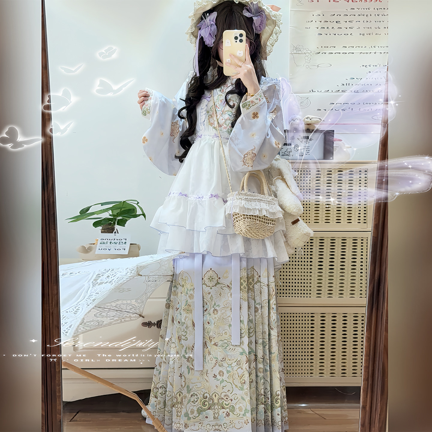 新款汉服女明制汉洋折衷套装织金