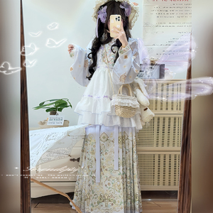 新款汉服女明制汉洋折衷套装织金