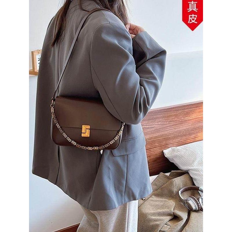 斜挎包韩版链条小方高复古百搭2026真皮时尚包女单肩新款春夏质感