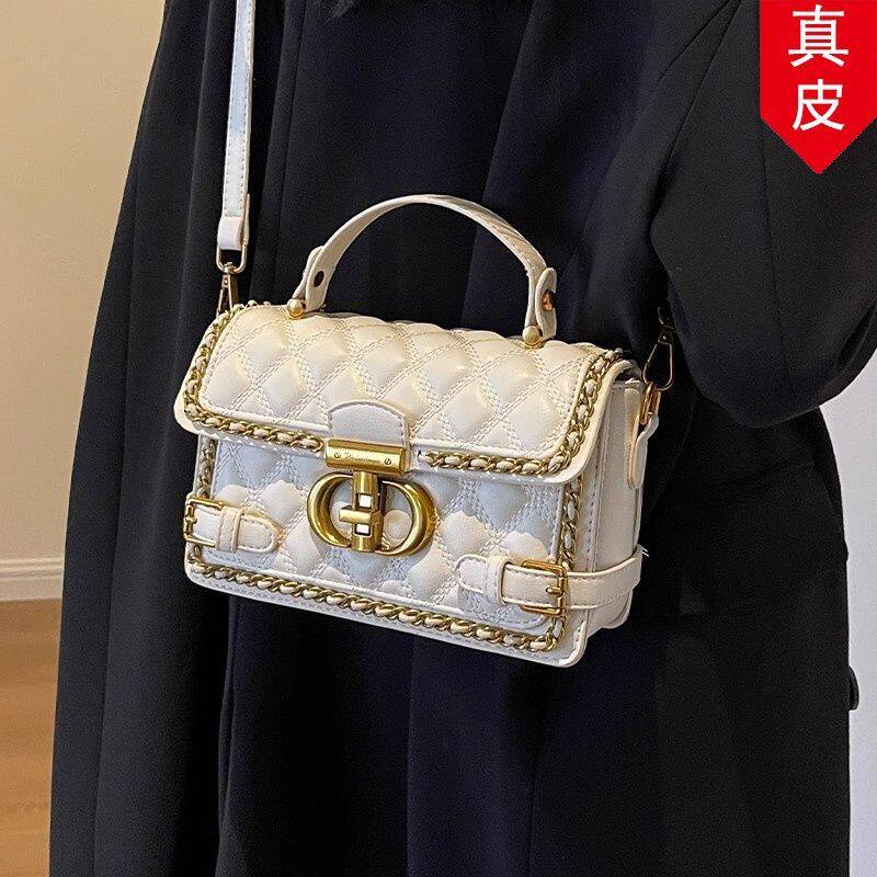 真皮手提包包小香风小单肩包复古