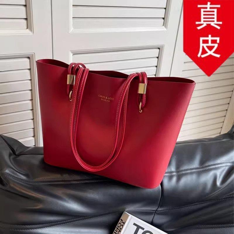 托特新款红色新娘婚包高级结婚手提包感真皮包时尚2026包包大容量