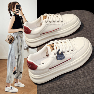 增高时尚 新款 好搭皮面单鞋 松糕网红板鞋 厚底小白鞋 女鞋 女205秋季