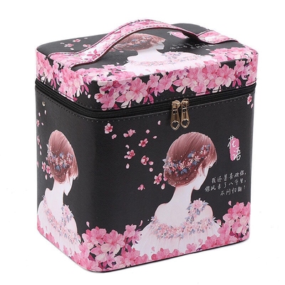 时尚印花便携化妆包大容量硬壳防水防尘中青年同款