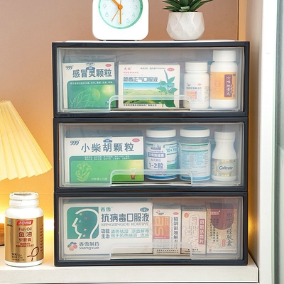 家用药箱家庭装大号抽屉式常用药品收纳盒多层大容量透明分类药柜