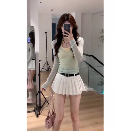 初夏独特漂亮绝美小裙子高级感早春多巴胺穿搭盐系轻熟两件套装裙