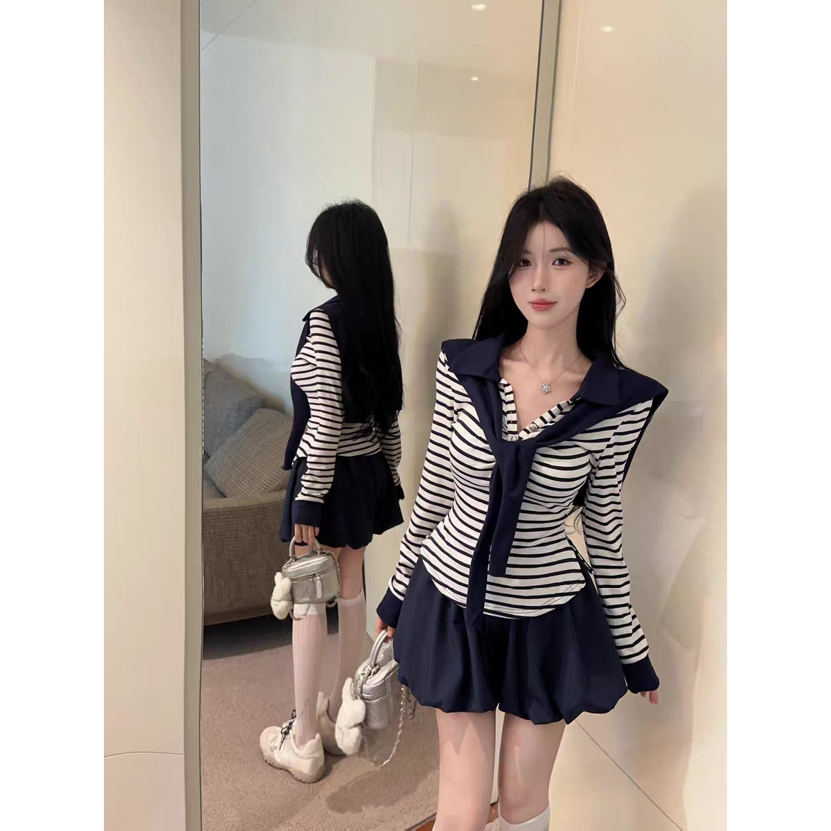 学院风jk制服气质性感辣妹海军时尚套装