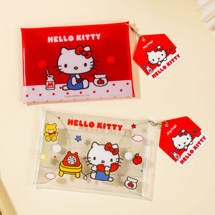 正版三丽鸥B6按扣文件袋HelloKitty文件夹票据B6本笔记事本收纳袋