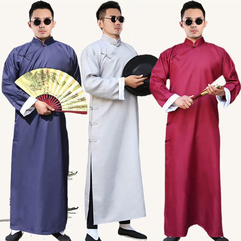 CROSSTALK GOWNS PERFORMANCE COSTUMES ALLEGRO COSTUMES REPUBLIC OF CHINA CAFTANSAM COSTUMES CHILDREN YOUNG STUDENTS MENS ROBES BLACK HORSE COATS