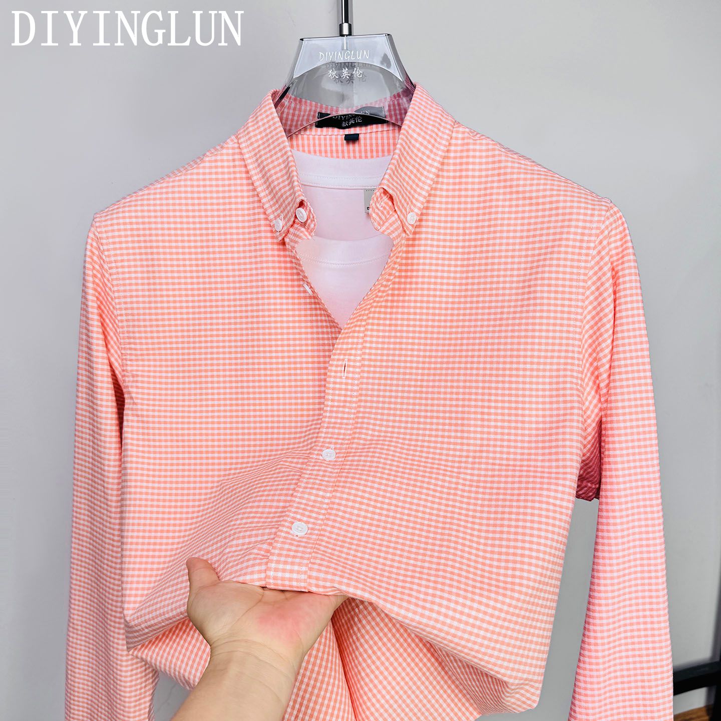 DIYINGLUN品牌男士小细格衬衫