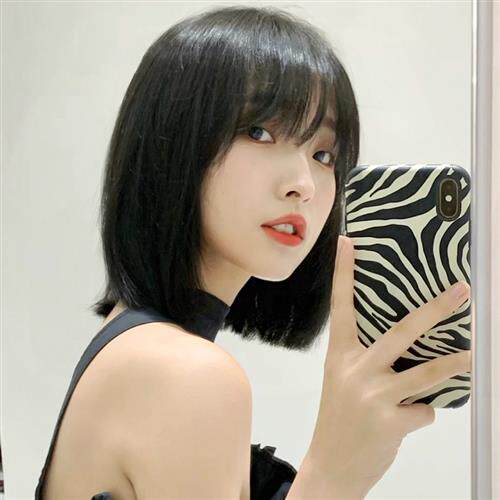 高档假发女短发网g红锁骨发型圆脸齐刘海波波头仿真人发丝自然全