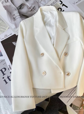 2024春秋小香风短款西服百搭显瘦短款长袖小西装外套女气质西服