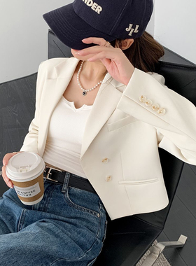 新款2024高级春秋感小众设计短款西装小个子外套休闲西服上衣春秋