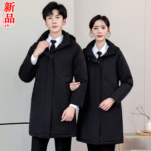 冬装职业派克棉服工作服男女行政商务工装防寒棉袄外套棉衣工服