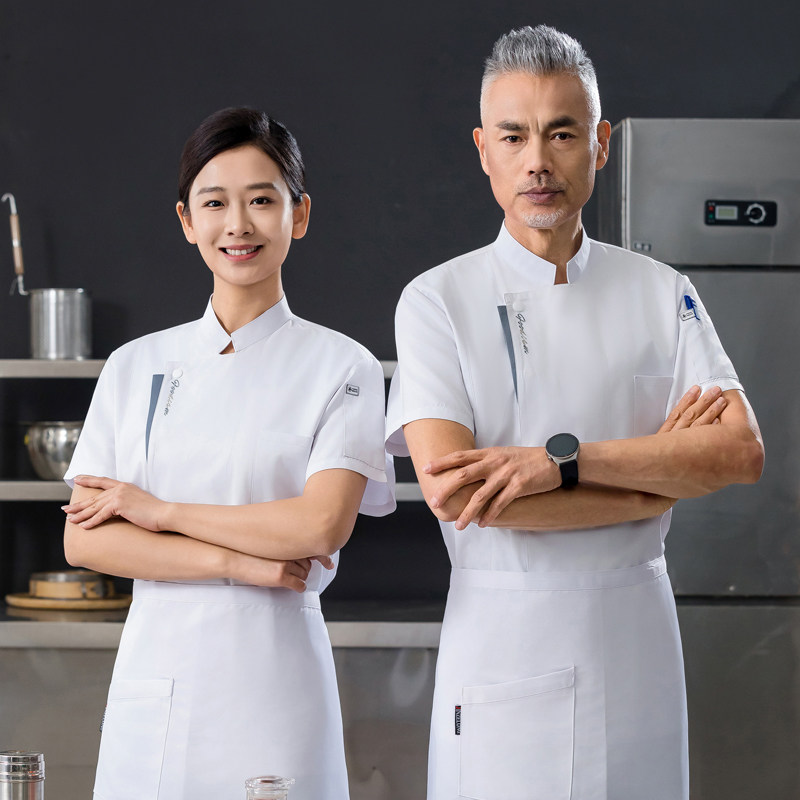 夏季酒店厨师工作服短袖餐饮定制图片