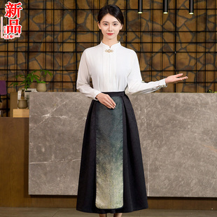 中式服务员工作服长袖酒店餐厅餐饮火锅饭店茶楼气质前厅秋冬装女