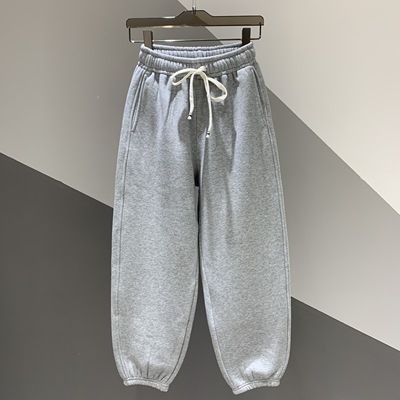 松紧腰抽绳加绒加厚休闲卫裤女