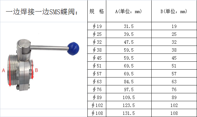 304不锈钢焊接蝶阀螺纹蝶阀SMS活接对焊手动阀门T型卡盘快接蝶阀