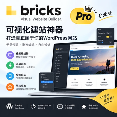 Bricks Builder Pro 插件 Bricks Pro WP区块编辑器 AI生成编辑