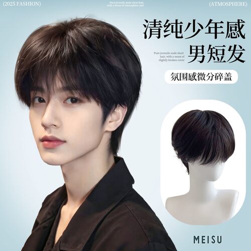 【韩漫男主】MEISU也萌假发时尚帅气韩系黑茶色微分碎盖男士全头