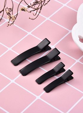 满18包邮加厚双叉方夹哑黑色鸭嘴夹DIY材料韩国发夹配件 边夹厂家