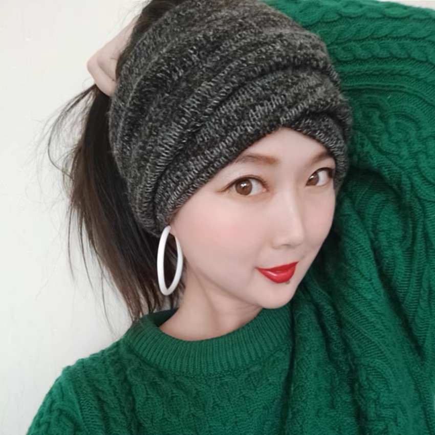 秋冬厚款 遮盖白发头饰 空顶帽 这脑门 围巾围脖 双层 厚超宽发带