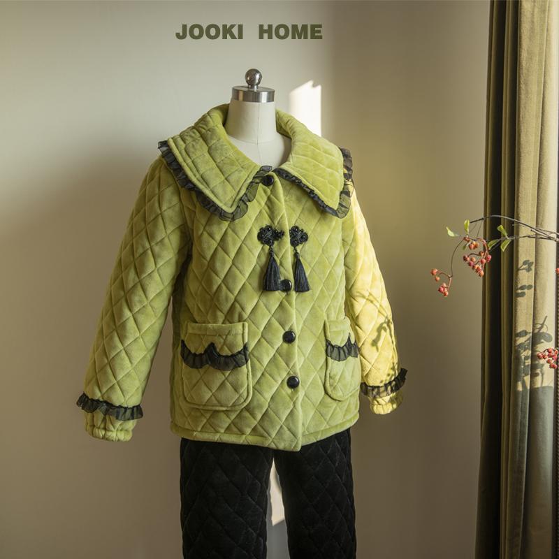 JOOKI女牛奶绒外穿家居服果绿色
