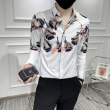 轻熟风男士印花长袖衬衣潮流修身衬衫301A-1/CS282/P55M-5XL，男装衬衫，星座301A-1