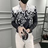 痞帅小伙印花长袖衬衣潮流修身衬衫301A-1/CS281/P55M-5XL，男装衬衫，星座301A-1