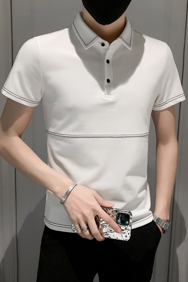 纯色青年休闲翻领短袖POLO衫男士修身上衣301A-1/PL52/P48控68,男装Polo衫,星座301A-1