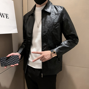 秋季新款皮衣韩版修身机车服pu皮夹克301A-1/JK15/P100控138,白衬衫加外搭的搭配图片