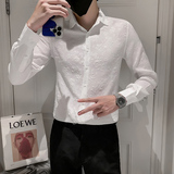 高级感秋季新款提花痞帅男士长袖衬衫男修身上衣301A-1/C08/P55，男装衬衫，星座301A-1