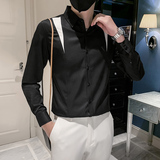 秋季新款男士拼接长袖衬衫男时尚休闲衬衣301A-1/C15/P55，男装衬衫，星座301A-1