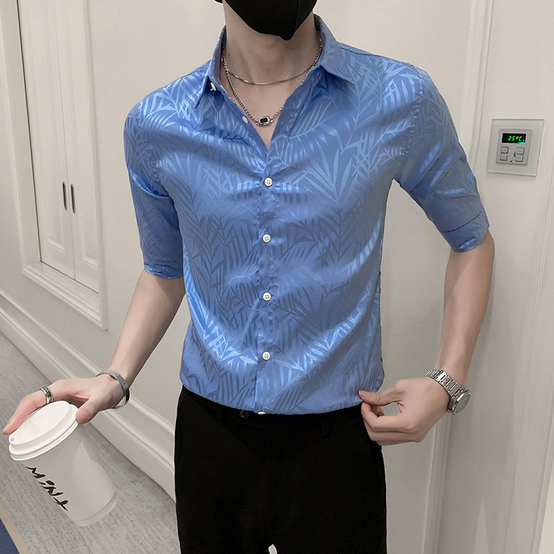 夏季男士痞帅印花短袖衬衫男青年休闲上衣301A-1/CS350/P55,男装衬衫,星座301A-1