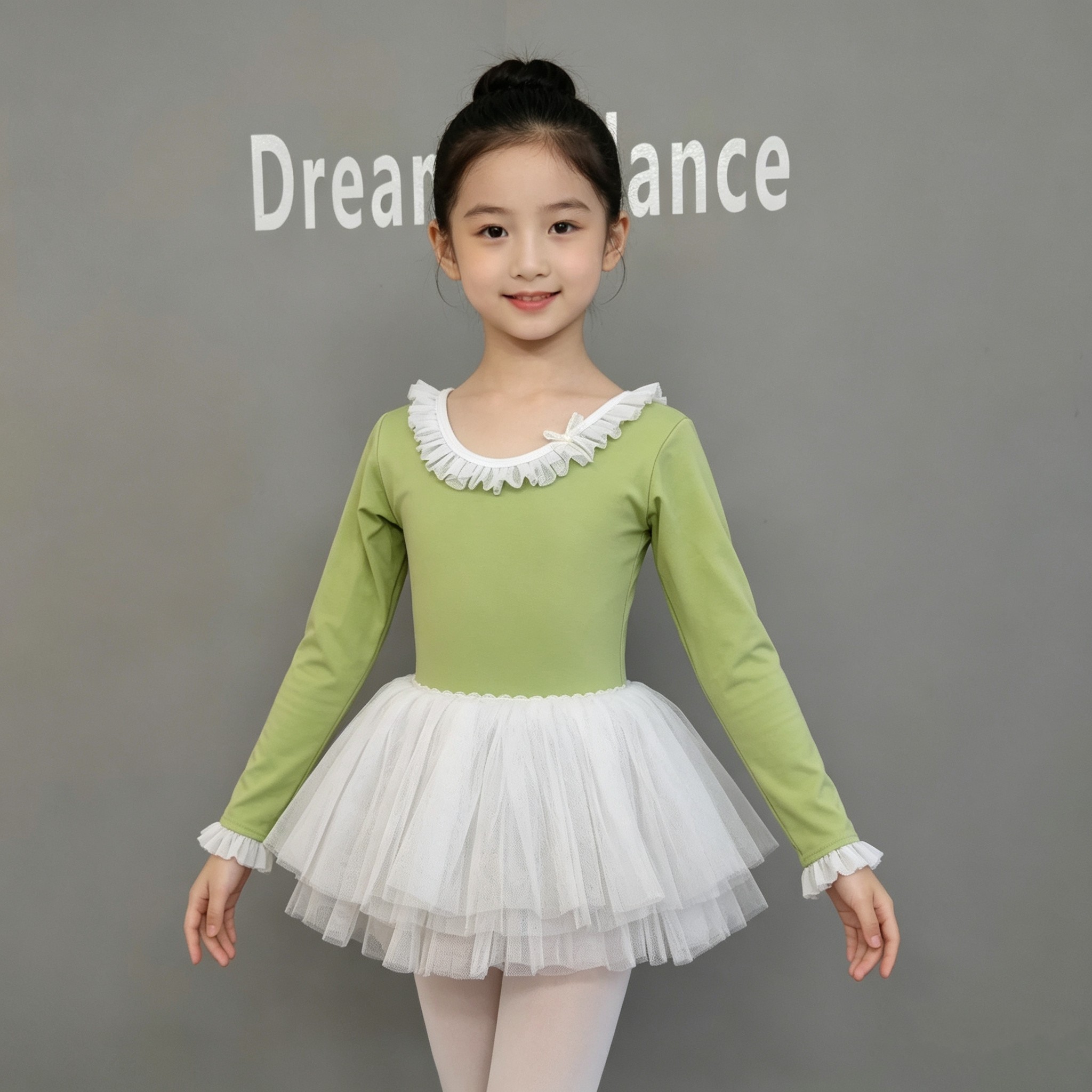 荷叶领女孩形体服长袖芭蕾练功服装幼儿跳中国舞衣儿童舞蹈表演装