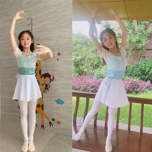 瑜儿小豆苗同款女孩短袖芭蕾跳舞裙女童中国舞蹈练功服体服考级装