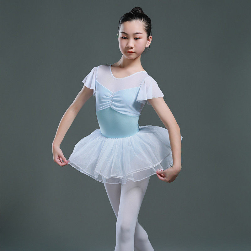 新款夏季儿童芭蕾舞蹈练功体服宝宝纯棉中国舞衣女孩民族风演出装