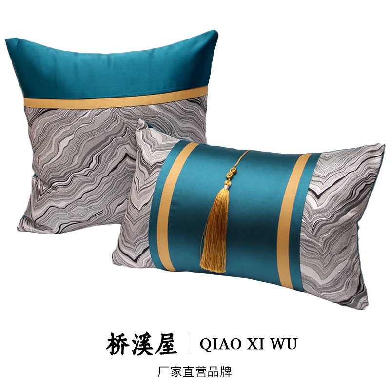 新中式现代简约工艺款沙发抱枕靠垫套酒店样板房床头靠垫腰枕