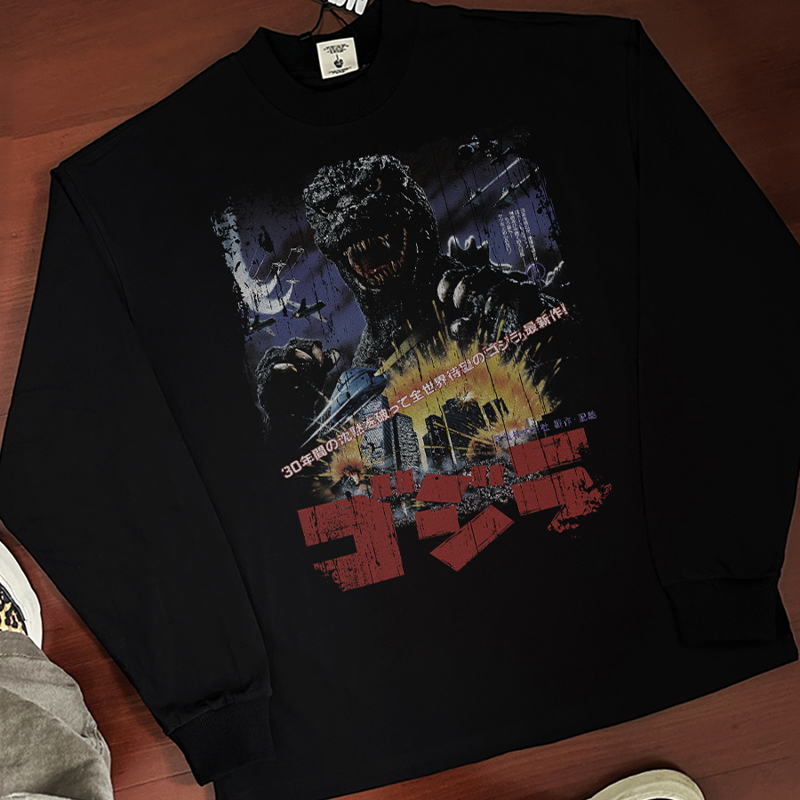 RC哥斯拉日本进口印花卫衣上衣男