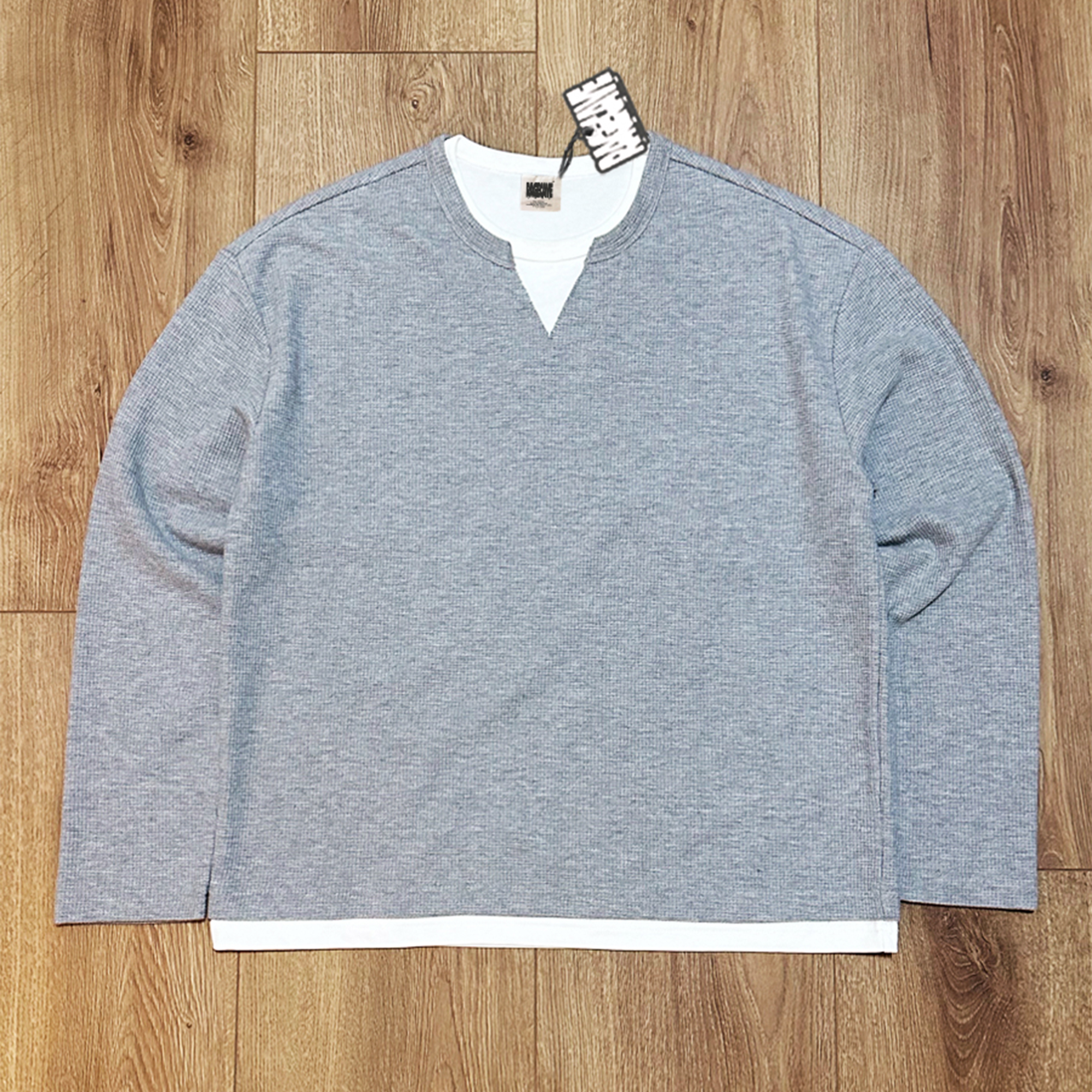 RAGECAVE亨利领复古华夫格打底衫