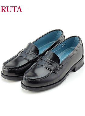 Haruta45050粗跟单鞋女休闲鞋子百搭学生小皮鞋女jk制服鞋乐福鞋