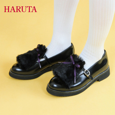 Haruta2024新款毛球蝴蝶结单鞋