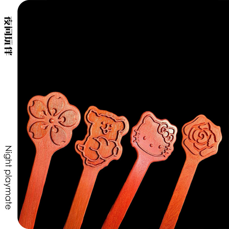 Kitty檀木拍立体可留印戒尺可定制SP小圈实木玫瑰拍姜饼人co