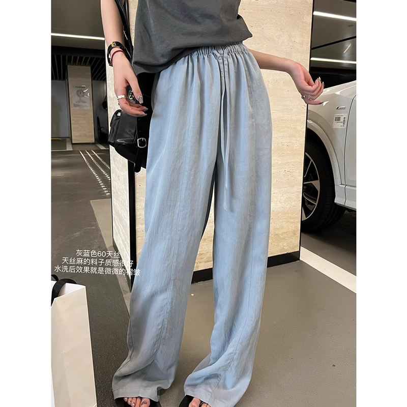 亚麻阔腿裤女2025新款夏季薄款小个子休闲裤棉麻天丝垂感凉凉裤女