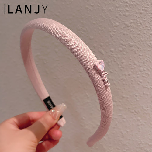 韩版新款字母水钻粉色发箍