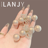 精致甜美粉色珍珠侧边夹小众设计感弧形鸭嘴夹碎发整理刘海夹发夹