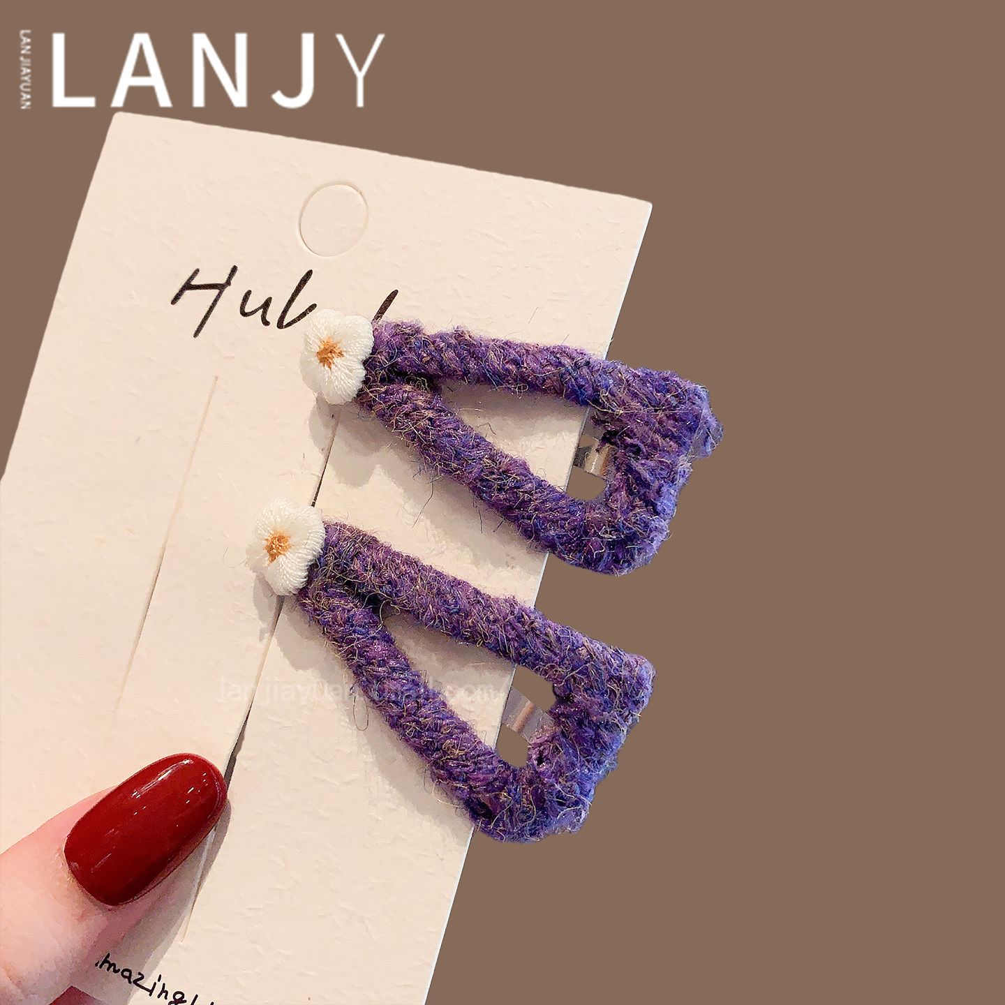 秋冬森系甜美花朵侧边夹