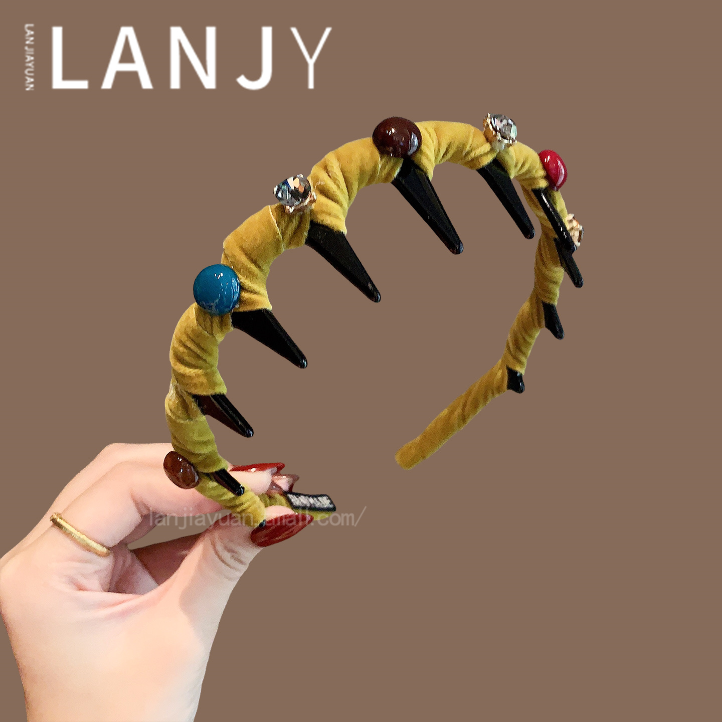 韩国秋冬新款黄色丝绒发箍