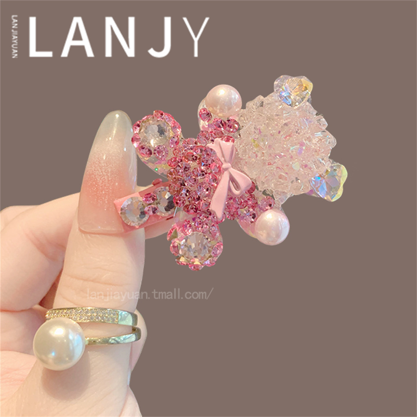 精致满钻小熊发夹粉色甜美碎发整理侧边夹韩国新版鸭嘴夹刘海夹女,饰品/流行首饰/时尚饰品新,发饰,淘宝优惠券,粉丝福利购,淘宝优惠卷