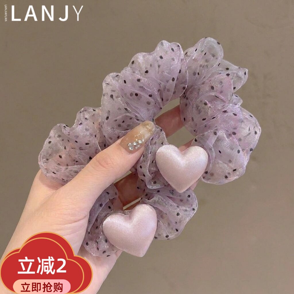 温柔波点网纱大肠发圈女
