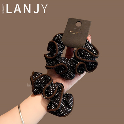 韩国黑色波点小肠圈时尚高级感